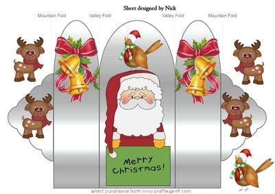 Santa with Bells and Little Robin Tri Fold