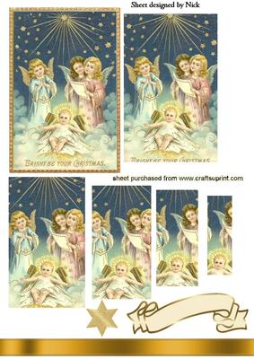 Vintage Nativity Scene with Angels Pyramids