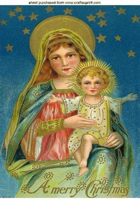 Vintage Mary and Baby Jesus A4