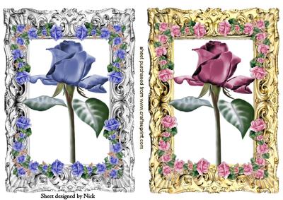 Beautiful Rose Frame Toppers in Gold and Silver