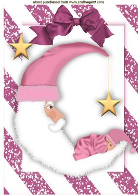 Santa Moon with Sleeping Baby A4