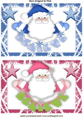 I Do Believe in Santa! Lovely Pink/blue Toppers