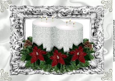 Beautiful White Candles and Red Poinsettias A4