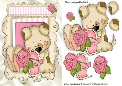 Puppy Love with Hearts and Roses