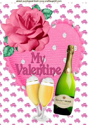 Champagne and Roses with Heart A4
