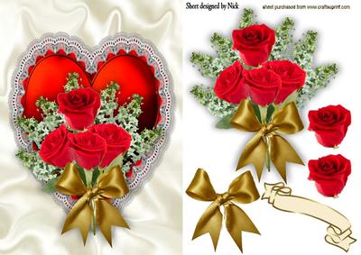 Heart Satin N Roses for Valentines