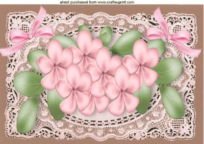 Pink Flowers, Pink Bows in Ornate Frame A4