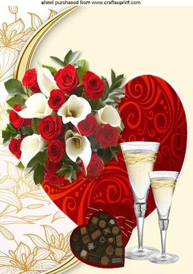 Heart, Flowers, Champagne and Chocs to Woo U! A4