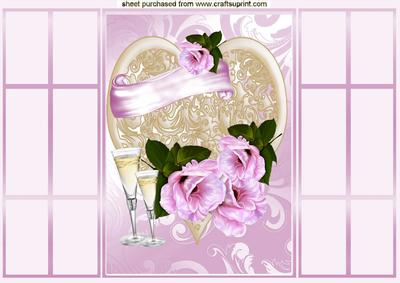 Romance Gold Heart, Pink Flowers, French Gatefold