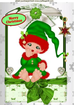 Cute Little Girl in Santa Outfit in Lace Frame A4