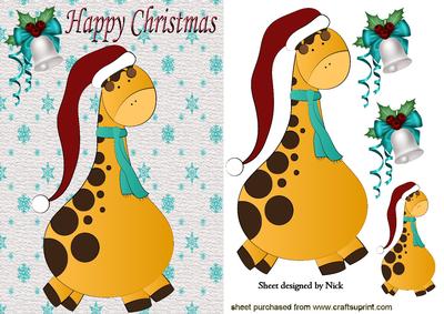 Giraffe in Santa Hat with Bells