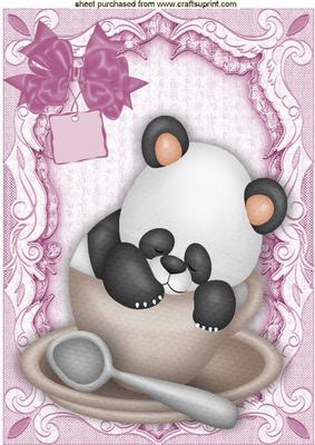 Sleepyhead Panda in a Tea Cup A4