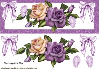 Pretty Lilac/cream Roses with Bows and Butterflie Dl