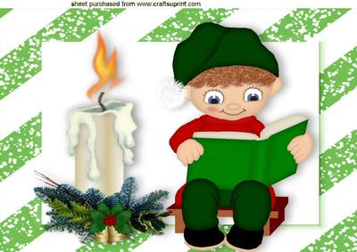Little Boy Reading with Christmas Candle A4