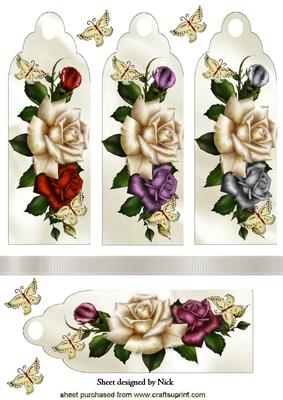 Pretty Roses with Butterflies Bookmarks