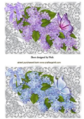 Lilac and Blue Flower Toppers with Butterflies