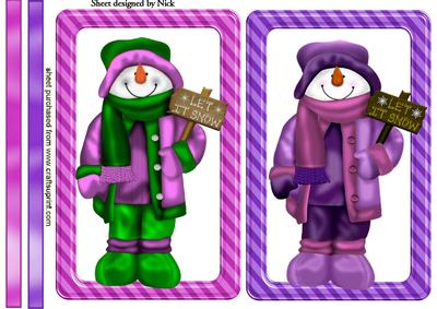 Cheery Snowmen "let It Snow" Toppers