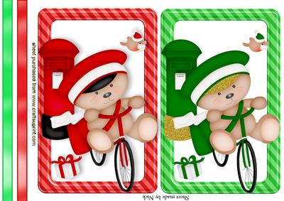 Postman Bear on a Bike with Robin Toppers