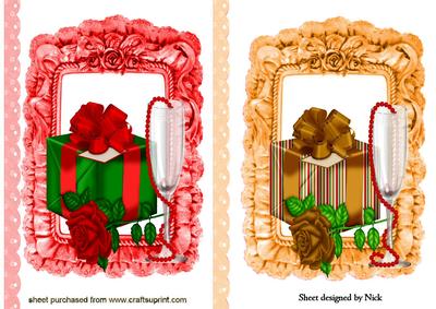 Gift with Rose and Pearls in Frill Frame Toppers