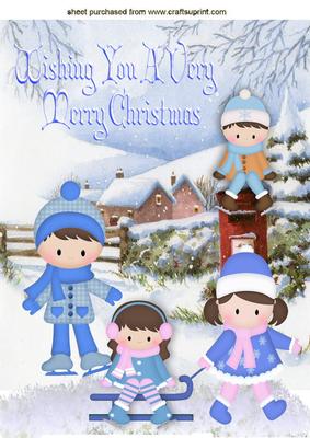 Children Playing in the Snow A4
