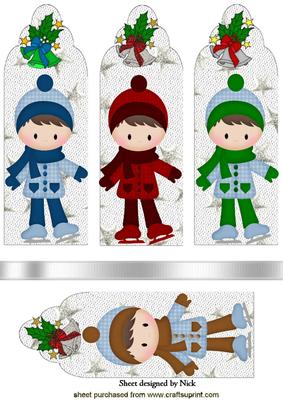 Little Boy Ice Skaters with Bells, Bookmarks