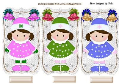 Cute Snow Girl Toppers with Pretty Bells