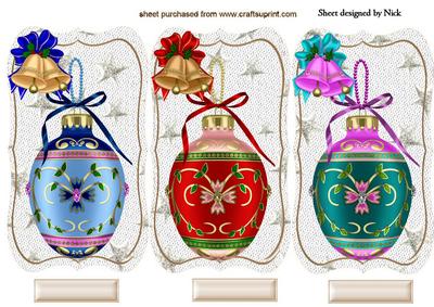 Pretty Christmas Baubles with Bells, Toppers