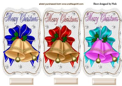 Merry Christmas Toppers with Pretty Bells