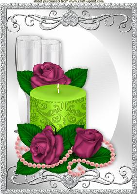 Rose, Pearls, and Pretty Green Candle A4
