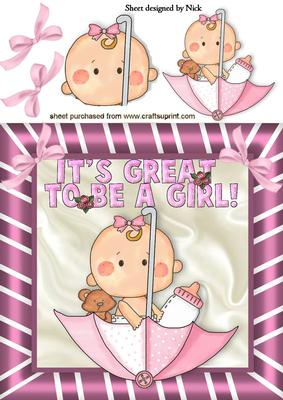 It's Great to Be a Girl! Cute Little Baby 8x8