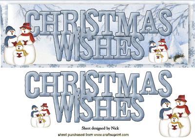 Christmas Wishes Lovely Snow Scene with Snowmen Dl