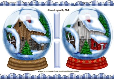 Beautiful Snow Lodge Captured in a Snow Globe Toppers