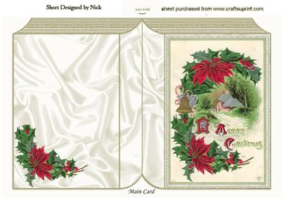 Christmas Vintage Poinsettias Folded Book