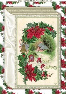 Vintage Christmas Book with Pointsettias A4