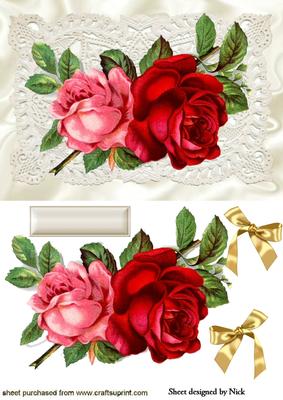 Vintage Roses on Ecru Lace