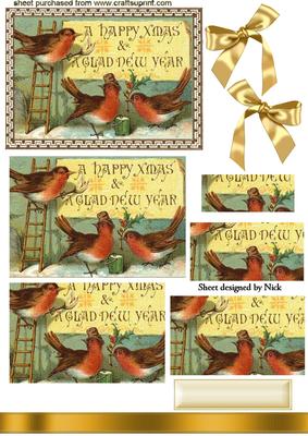 Vintage Christmas Robins Decorating Pyramids