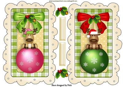 Reindeers Sitting on Baubles Toppers
