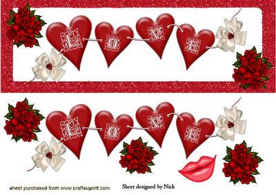 Valentine Dl with Love Hearts and Roses