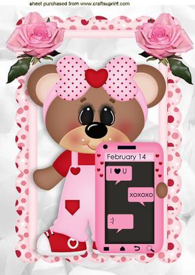 Texting My Darling! I Love U, with Pink Roses A4