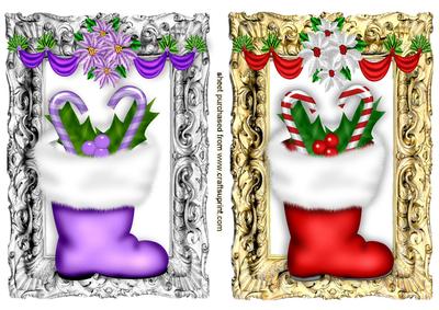 Snow Boot with Candycane Purple/red with Swags Toppers