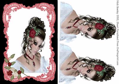 Beautiful Lady with Rose on a Pretty Frame