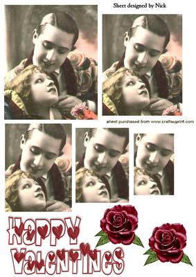 Vintage Lovers with Red Roses Pyramids