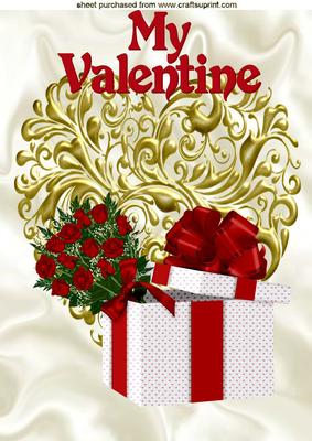 Red Roses in a Box on a Gold Heart A4