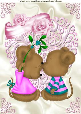 Give Us a Kiss! You Cute Little Thing with Pink Roses A4