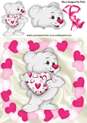 Cute Little Love Bear with Heart in Heart Frame 8x8