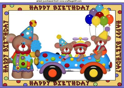 Clowning Around Teddies with Balloons A4