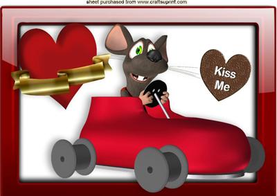 Valentine Toon Rat with Kiss Me Heart A4