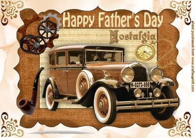 Vintage Car in Steampunk Frame for Fathers Day A4