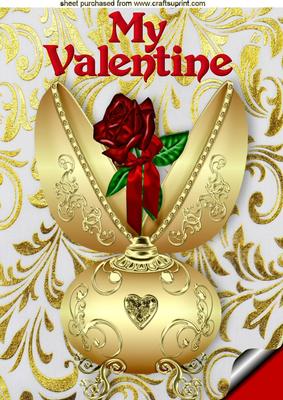 Beautiful Gold Faberge Egg with Single Red Rose A4