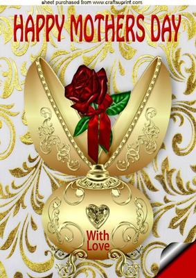 Beautiful Gold Egg with Red Rose for Mothers Day A4